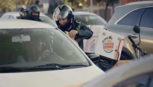 Delivery in a traffic jam. Courtesy of Burger King
